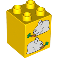 LEGO® DUPLO® KOSTKA 2X2 S POTISKEM KRÁLÍČEK ZAJÍČEK