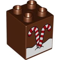 LEGO® DUPLO® KOSTKA 2X2 POTISK LÍZÁTKO VÁNOČNÍ HŮLKY