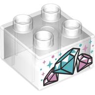 LEGO® DUPLO® KOSTKA 2X2 PRŮHLEDNÁ S POTISKEM DIAMANTY