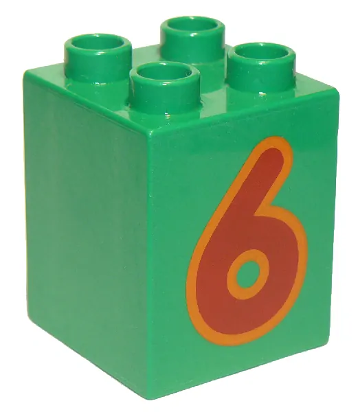 LEGO® DUPLO® KOSTKA 2X2 VYSOKÁ POTISK ČÍSLO 6
