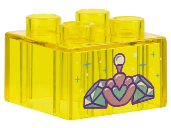 LEGO® DUPLO® KOSTKA 2X2 PRŮHLEDNÁ S POTISKEM DIAMANTY