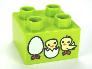 LEGO® DUPLO® KOSTKA 2X2 POTISK VAJÍČKO KUŘÁTKO