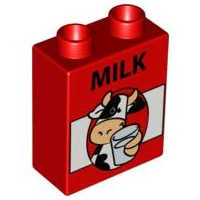LEGO® DUPLO® KOSTKA 2X1 S POTISKEM MLÉKO KRAVIČKA