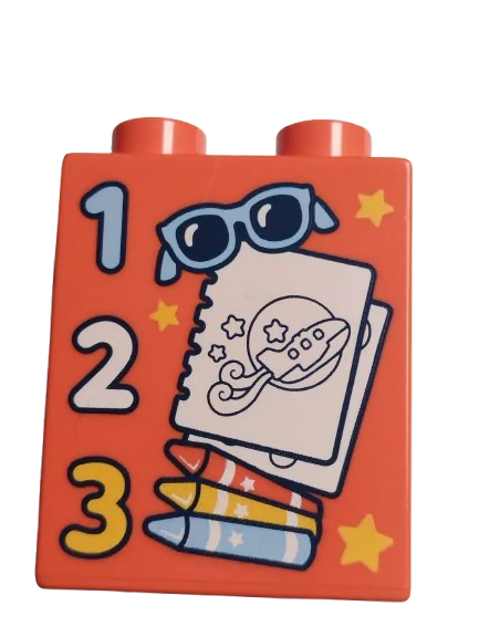 LEGO® DUPLO® KOSTKA 2X2 VYSOKÁ POTISK CENÍK ZAVAZADLO KUFR