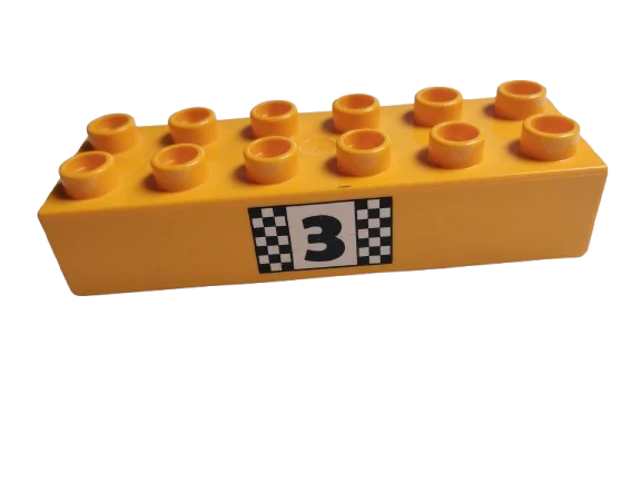 LEGO® DUPLO® KOSTKA TRAVERZA 2X6 NOPŮ S POTISKEM ČÍSLO 3