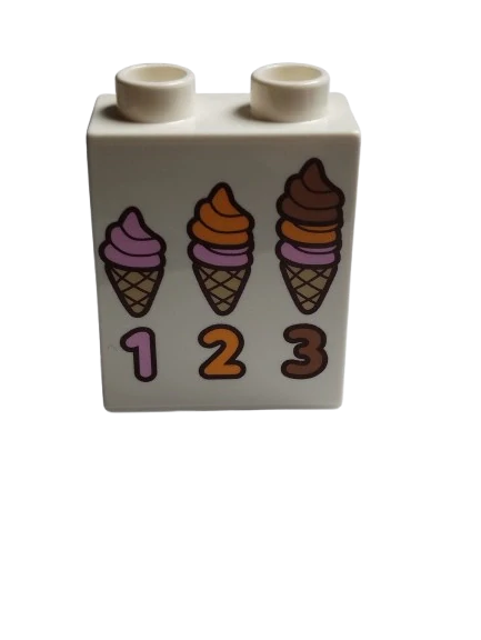 LEGO® DUPLO® KOSTKA 2X1 VYSOKÁ POTISK CENÍK ZMRZLINA