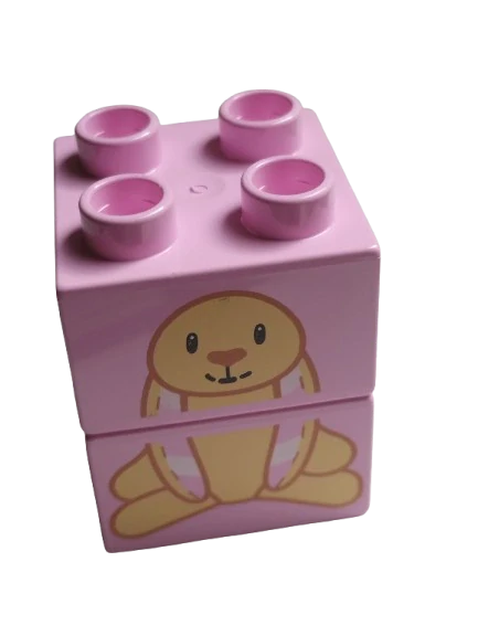 LEGO® DUPLO® KOSTKA 2X2 POTISK KRÁLÍČEK - SLOŽENO ZE 2 KOSTEK