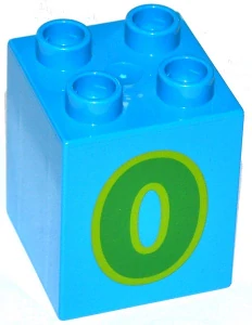 LEGO® DUPLO® KOSTKA 2X2 VYSOKÁ POTISK ČÍSLO 0