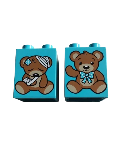 LEGO® DUPLO® KOSTKA 2X2 VYSOKÁ POTISK MEDVÍDEK
