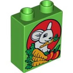 LEGO® DUPLO® KOSTKA 2X1 S POTISKEM KRÁLÍČEK KRMENÍ