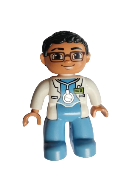 LEGO® DUPLO® FIGURKA MUŽ LÉKAŘ DOKTOR - OBOČÍ VIZ FOTO