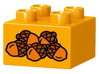 LEGO® DUPLO® KOSTKA 2X2 POTISK ŽALUDY