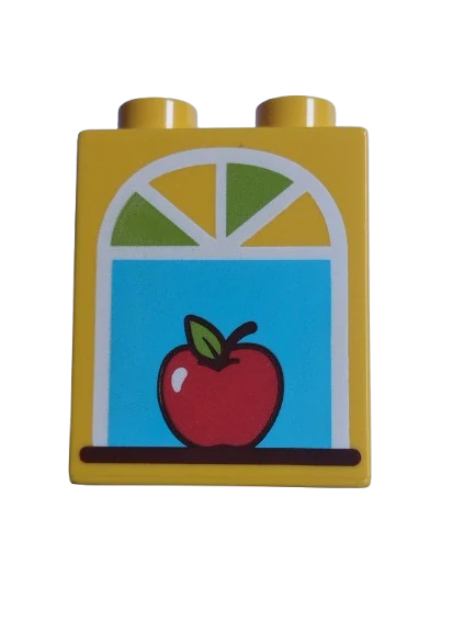 LEGO® DUPLO® KOSTKA 2X2 VYSOKÁ POTISK JABLKO JABLÍČKO OKNO