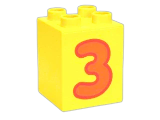 LEGO® DUPLO® KOSTKA 2X2 VYSOKÁ POTISK ČÍSLO 3
