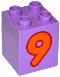 LEGO® DUPLO® KOSTKA 2X2 VYSOKÁ POTISK ČÍSLO 9