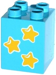 LEGO® DUPLO® KOSTKA 2X2 VYSOKÁ POTISK HVĚZDY