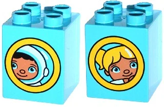 LEGO® DUPLO® KOSTKA 2X2 VYSOKÁ S POTISKEM STRONAUT HOLČIČKA