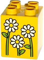 LEGO® DUPLO® KOSTKA 2X2 VYSOKÁ POTISK KYTIČKY KVĚT KOPRETINY