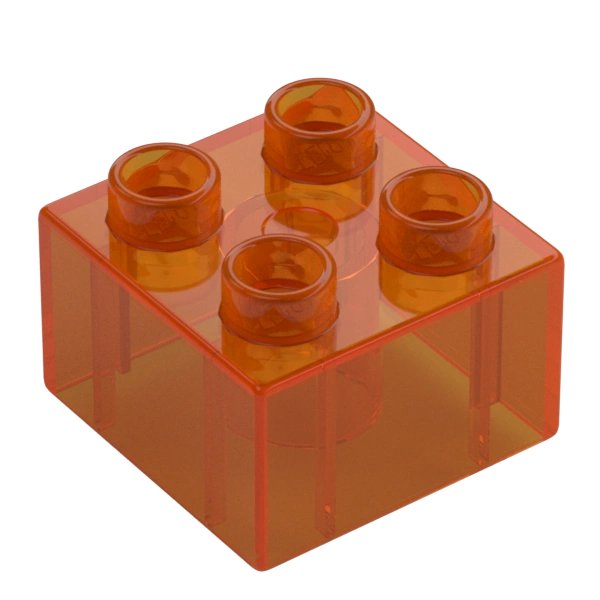 LEGO® DUPLO® KOSTKA KOSTKY 2X2 NOPY PRŮHLEDNÁ ORANŽOVÁ