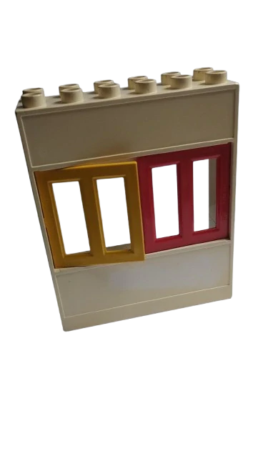 LEGO® DUPLO® STĚNA OKNO + ZÁVĚS - ZAŽLOUTLÉ - VIZ POPIS