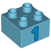 LEGO® DUPLO® KOSTKA 2x2 NOPY POTISK ČÍSLO 1