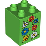 LEGO® DUPLO® KOSTKA 2X2 VYSOKÁ S POTISKEM KVĚTINY