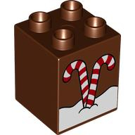 LEGO® DUPLO® KOSTKA 2X2 POTISK LÍZÁTKO VÁNOČNÍ HŮLKY