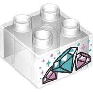 LEGO® DUPLO® KOSTKA 2X2 PRŮHLEDNÁ S POTISKEM DIAMANTY