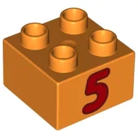 LEGO® DUPLO® KOSTKA 2X2 POTISK ČÍSLO 5