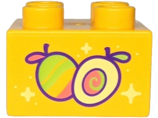 LEGO® DUPLO®KOSTKA 2X2 POTISK OVOCE MANGO 