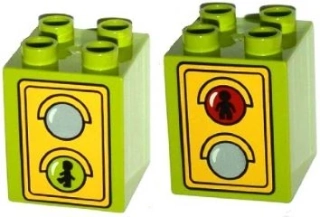 LEGO® DUPLO® KOSTKA 2X1 NOP POTISK DOPRAVNÍ ZNAČKA SEMAFOR - 1 KUS