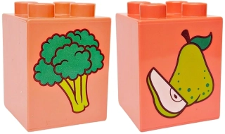 LEGO® DUPLO® KOSTKA 2X2 POTISK HRUŠKA + BROKOLICE