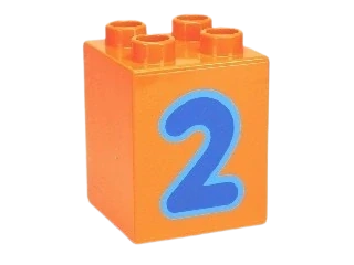 LEGO® DUPLO® KOSTKA 2X2 VYSOKÁ POTISK ČÍSLO 2