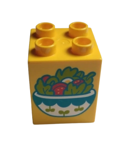 LEGO® DUPLO® KOSTKA 2X2 VYSOKÁ POTISK  SALÁT MISKA