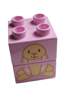 LEGO® DUPLO® KOSTKA 2X2 POTISK KRÁLÍČEK - SLOŽENO ZE 2 KOSTEK