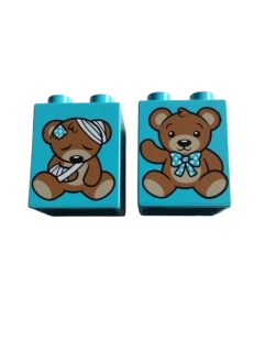 LEGO® DUPLO® KOSTKA 2X2 VYSOKÁ POTISK MEDVÍDEK
