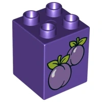 LEGO® DUPLO® KOSTKA 2X2 VYSOKÁ S POTISKEM ŠVESTKY