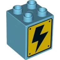 LEGO® DUPLO® KOSTKA 2X2 VYSOKÁ S POTISKEM VYSOKÉ NAPĚTÍ BLESK