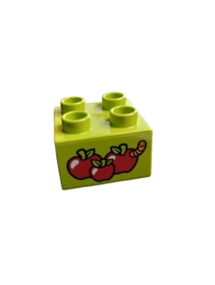 LEGO® DUPLO® KOSTKA 2X2 S POTISKEM JABLÍČKA ČERVÍK