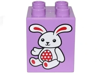 LEGO® DUPLO® KOSTKA 2X2 S POTISKEM ZAJÍČEK KRÁLÍČEK