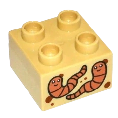 LEGO® DUPLO® KOSTKA 2X2 S POTISKEM ČERV ŽÍŽALA