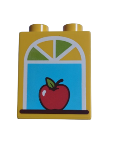 LEGO® DUPLO® KOSTKA 2X2 VYSOKÁ POTISK JABLKO JABLÍČKO OKNO