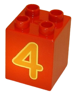 LEGO® DUPLO® KOSTKA 2X2 VYSOKÁ POTISK ČÍSLO 4