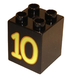 LEGO® DUPLO® KOSTKA 2X2 VYSOKÁ POTISK ČÍSLO 10