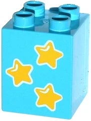 LEGO® DUPLO® KOSTKA 2X2 VYSOKÁ POTISK HVĚZDY
