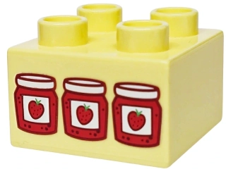 LEGO® DUPLO® KOSTKA 2X2 S POTISKEM JAHODOVÁ MARMELÁDA DŽEM JAHODY ZAVAŘENINA