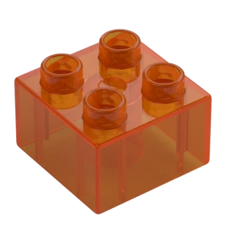 LEGO® DUPLO® KOSTKA KOSTKY 2X2 NOPY PRŮHLEDNÁ ORANŽOVÁ
